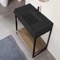 Console Sink Vanity With Matte Black Ceramic Sink and Natural Brown Oak Shelf, 35